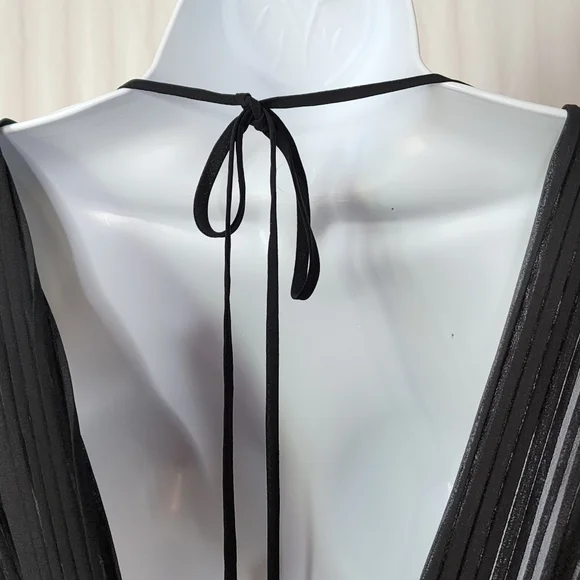 XXi Forever 21 dress cocktail black chiffon back zip & tie sleeveless sz sml - Picture 9 of 15